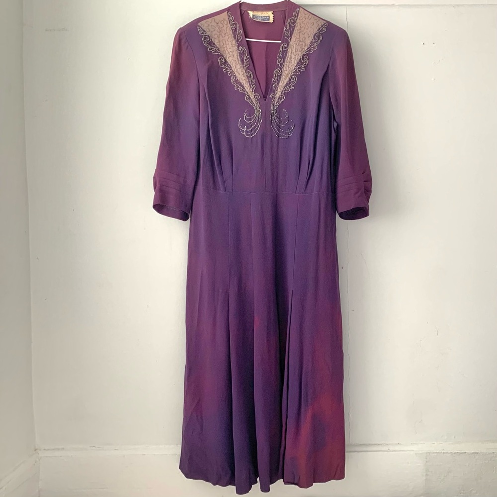 antique 1940s crepe beaded dress